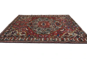 Vintage Red Floral 7x9 Bakhtiari Persian Rug
