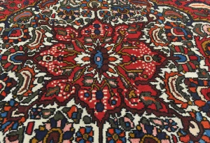 Vintage Red Floral 7x9 Bakhtiari Persian Rug