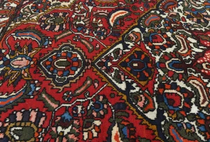 Vintage Red Floral 7x9 Bakhtiari Persian Rug