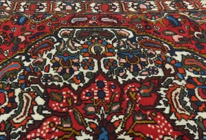 Vintage Red Floral 7x9 Bakhtiari Persian Rug