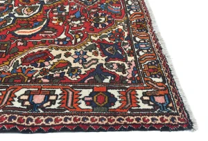 Vintage Red Floral 7x9 Bakhtiari Persian Rug
