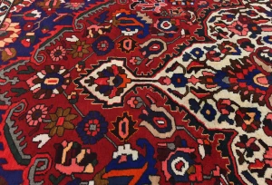 Vintage Red Floral 9X12 Bakhtiari Persian Oriental Rug