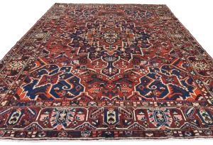 Semi Antique Rusty Red Floral 10X13 Bakhtiari Persian Rug