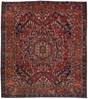 Vintage Red Floral 10'6X11'7 Bakhtiari Persian Rug