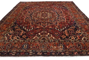 Vintage Red Floral 10'6X11'7 Bakhtiari Persian Rug