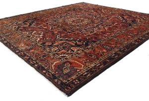 Vintage Red Floral 10'6X11'7 Bakhtiari Persian Rug