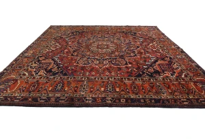 Vintage Red Floral 10'6X11'7 Bakhtiari Persian Rug