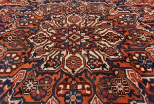 Vintage Red Floral 10'6X11'7 Bakhtiari Persian Rug