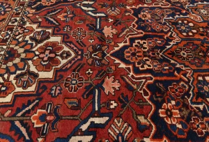 Vintage Red Floral 10'6X11'7 Bakhtiari Persian Rug