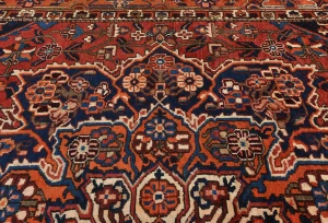 Vintage Red Floral 10'6X11'7 Bakhtiari Persian Rug