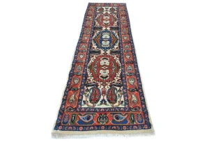 Vintage Cream Tribal 2'6X9'1 Heriz Persian Runner Rug