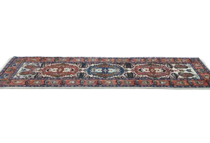 Vintage Cream Tribal 2'6X9'1 Heriz Persian Runner Rug