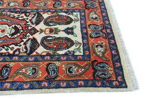 Vintage Cream Tribal 2'6X9'1 Heriz Persian Runner Rug