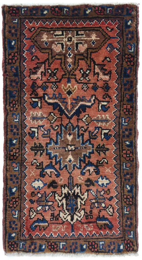 Vintage Rust Tribal Geometric 2X3 Heriz Persian Rug