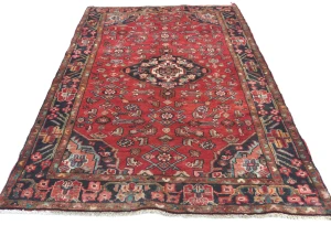 Vintage Red Floral Traditional 4X6 Hamedan Persian Rug