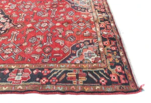 Vintage Red Floral Traditional 4X6 Hamedan Persian Rug