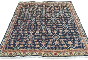 Vintage Purple-navy Floral 3'6X4'3 Mahal Persian Rug