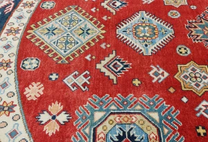 Red Geometric Tribal 9X9 Kazak Oriental Round Rug