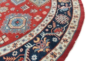Red Geometric Tribal 9X9 Kazak Oriental Round Rug