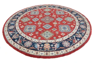 Red Geometric Tribal 9X9 Kazak Oriental Round Rug