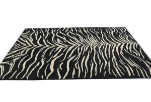 Black & Cream Abstract Modern 6X8 Kazak Pakistan Rug