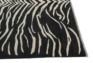 Black & Cream Abstract Modern 6X8 Kazak Pakistan Rug