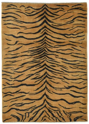 Beige & Black Abstract Modern 6X8 Kazak Pakistan Rug