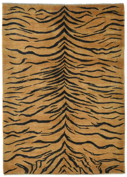 Beige & Black Abstract Modern 6X8 Kazak Pakistan Rug