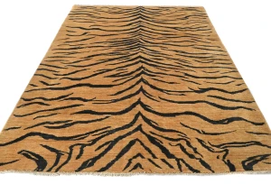 Beige & Black Abstract Modern 6X8 Kazak Pakistan Rug