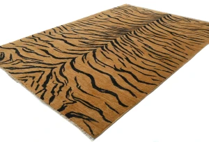 Beige & Black Abstract Modern 6X8 Kazak Pakistan Rug