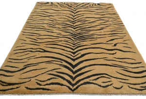 Beige & Black Abstract Modern 6X8 Kazak Pakistan Rug