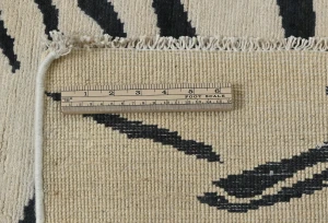 Cream & Black Abstract Modern 5X8 Kazak Pakistan Rug