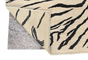Cream & Black Abstract Modern 5X8 Kazak Pakistan Rug