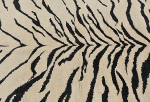 Cream & Black Abstract Modern 5X8 Kazak Pakistan Rug