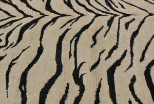 Cream & Black Abstract Modern 5X8 Kazak Pakistan Rug