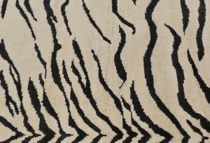 Cream & Black Abstract Modern 5X8 Kazak Pakistan Rug