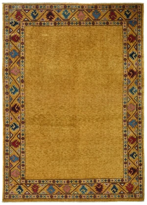 Gold Geometric Modern 6X9 Kazak Pakistan Rug