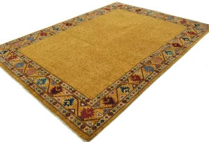 Gold Geometric Modern 6X9 Kazak Pakistan Rug