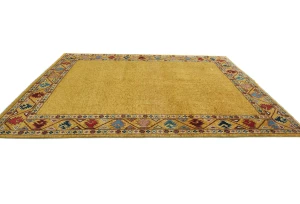 Gold Geometric Modern 6X9 Kazak Pakistan Rug