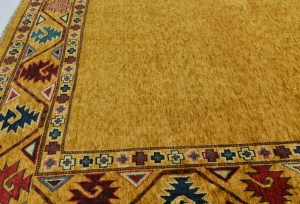 Gold Geometric Modern 6X9 Kazak Pakistan Rug