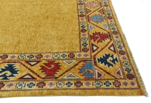 Gold Geometric Modern 6X9 Kazak Pakistan Rug