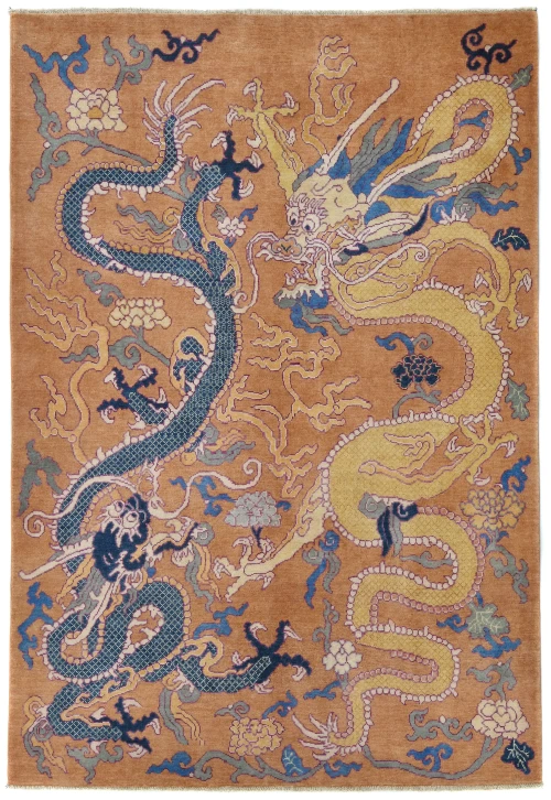 Rusty Orange Pictorial Modern 6X8 Kazak Pakistan Rug
