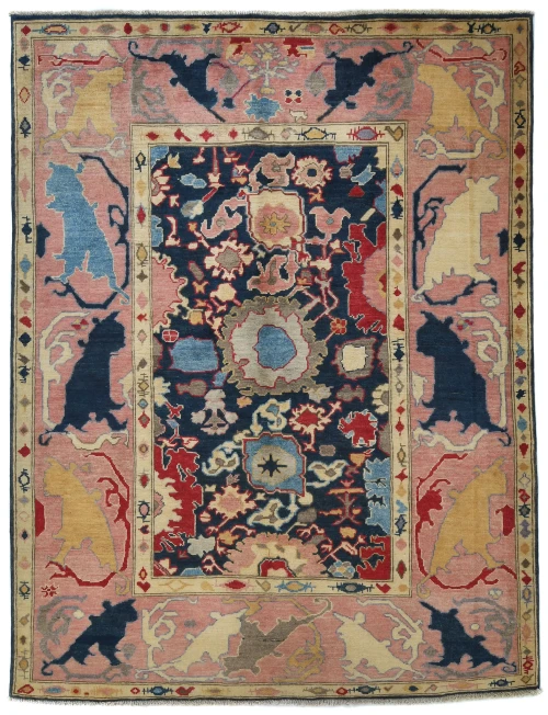 Dark Navy Floral Modern 5'2X6'4 Kazak Pakistan Rug