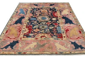 Dark Navy Floral Modern 5'2X6'4 Kazak Pakistan Rug