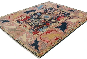 Dark Navy Floral Modern 5'2X6'4 Kazak Pakistan Rug
