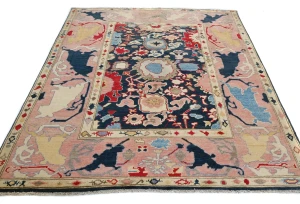 Dark Navy Floral Modern 5'2X6'4 Kazak Pakistan Rug