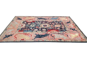 Dark Navy Floral Modern 5X7 Kazak Pakistan Rug