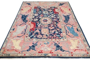 Dark Navy Floral Modern 5X7 Kazak Pakistan Rug