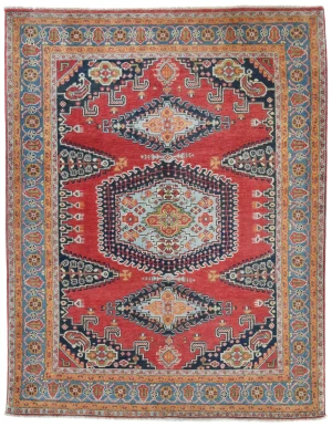 Red Geometric Modern 4'11X6'2 Kazak Pakistan Rug