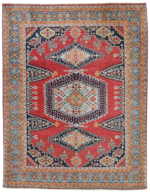 Red Geometric Modern 4'11X6'2 Kazak Pakistan Rug